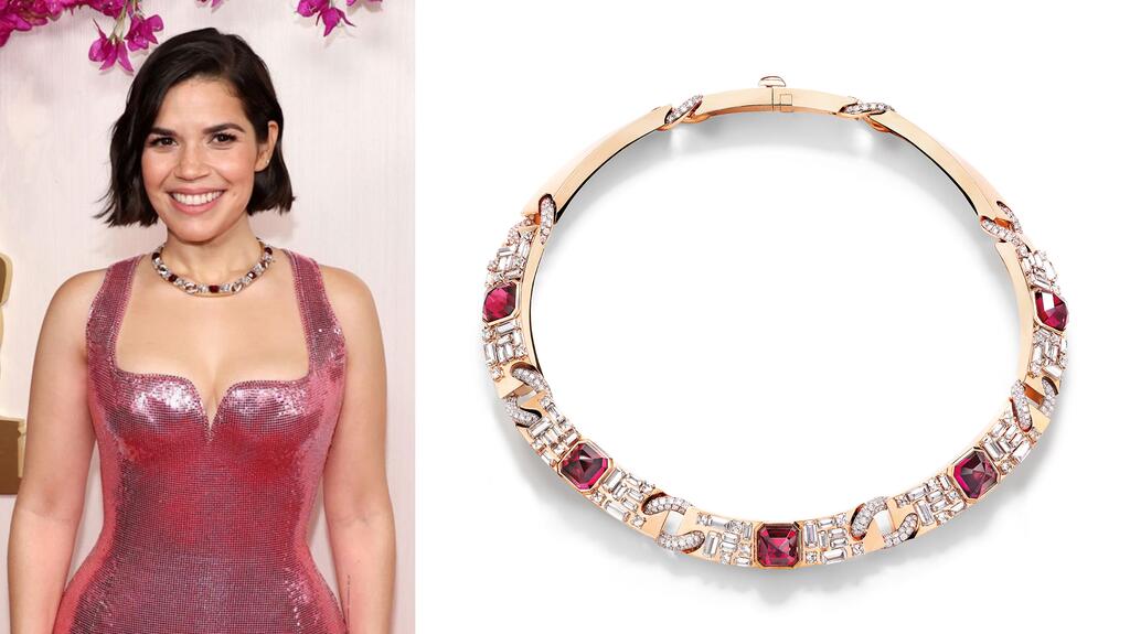 Barbie star America Ferrera wore a rubellite and diamond necklace from Pomellato. (Photo courtesy of Pomellato) America Ferrera